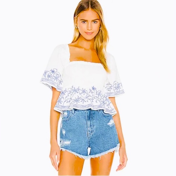 Show Me Your MuMu Arizona Jean Shorts High Waisted Distressed Like New - Picture 1 of 13